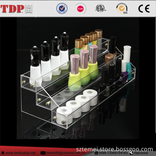 Cosmetic Organizer Rack Makeup 3 Tiers Clear Acrylic Nail Polish Display Stand